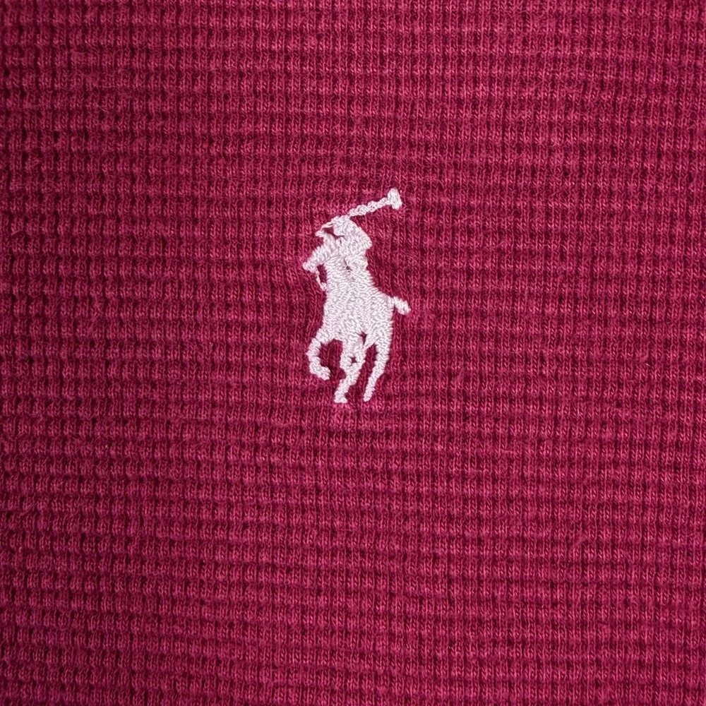 Polo Ralph Lauren Waffle Knit Thermal Top Men XL Burgundy Cotton Lounge‎ Pony